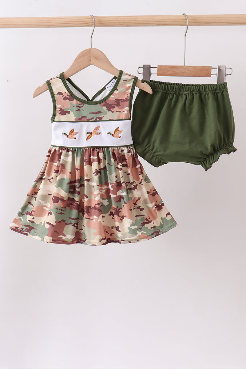 Duck Camo Embroidered Knit Bloomer Set