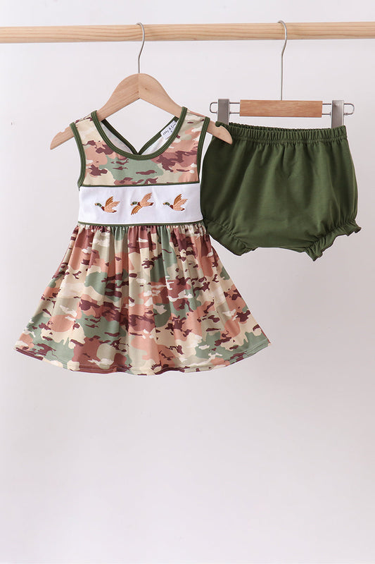Duck Camo Embroidered Knit Bloomer Set