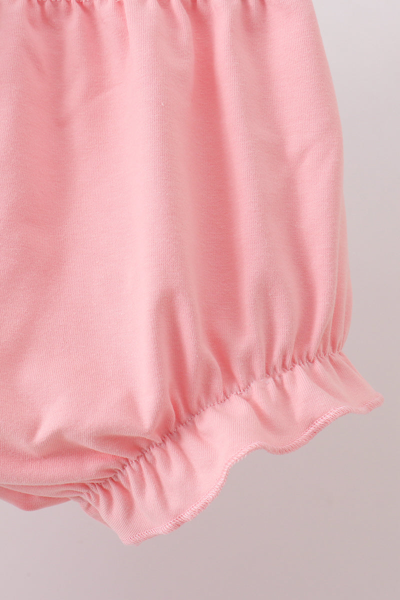 Pink Floral Smocked Knit Bloomer Set