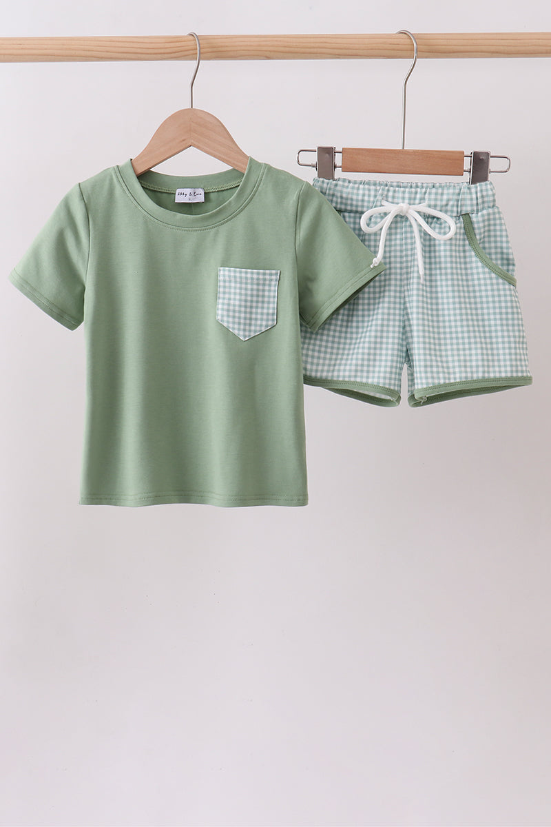 Sage Gingham Knit Set