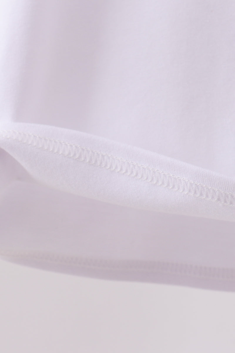 White Animal Embroidered Knit Top