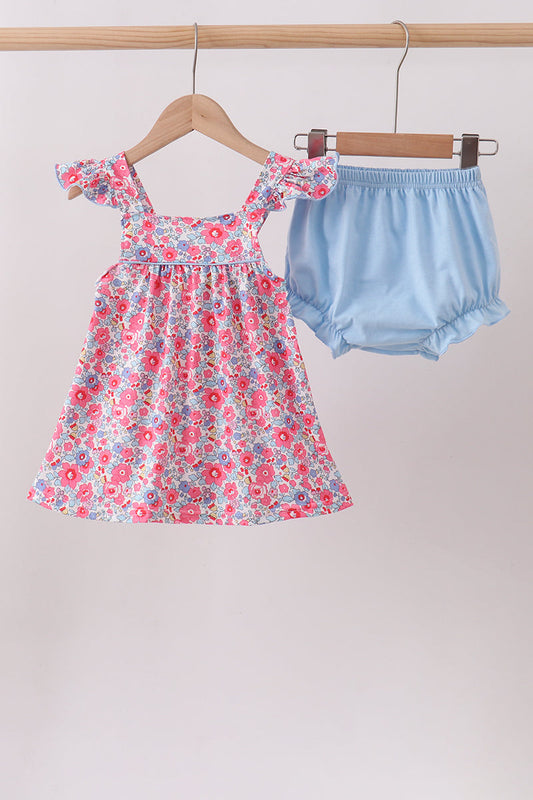 Pink Floral Knit Bloomer Set