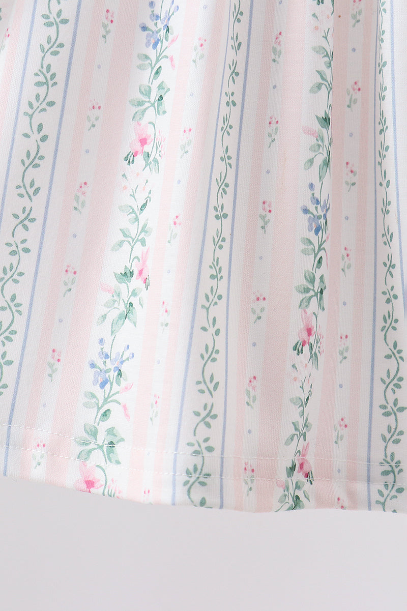 Bow Floral Applique Knit Bloomer Set