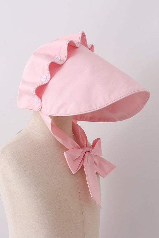 Pink ruffle bow bonnet