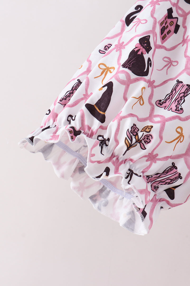 Pink Cat Print Mom Dress
