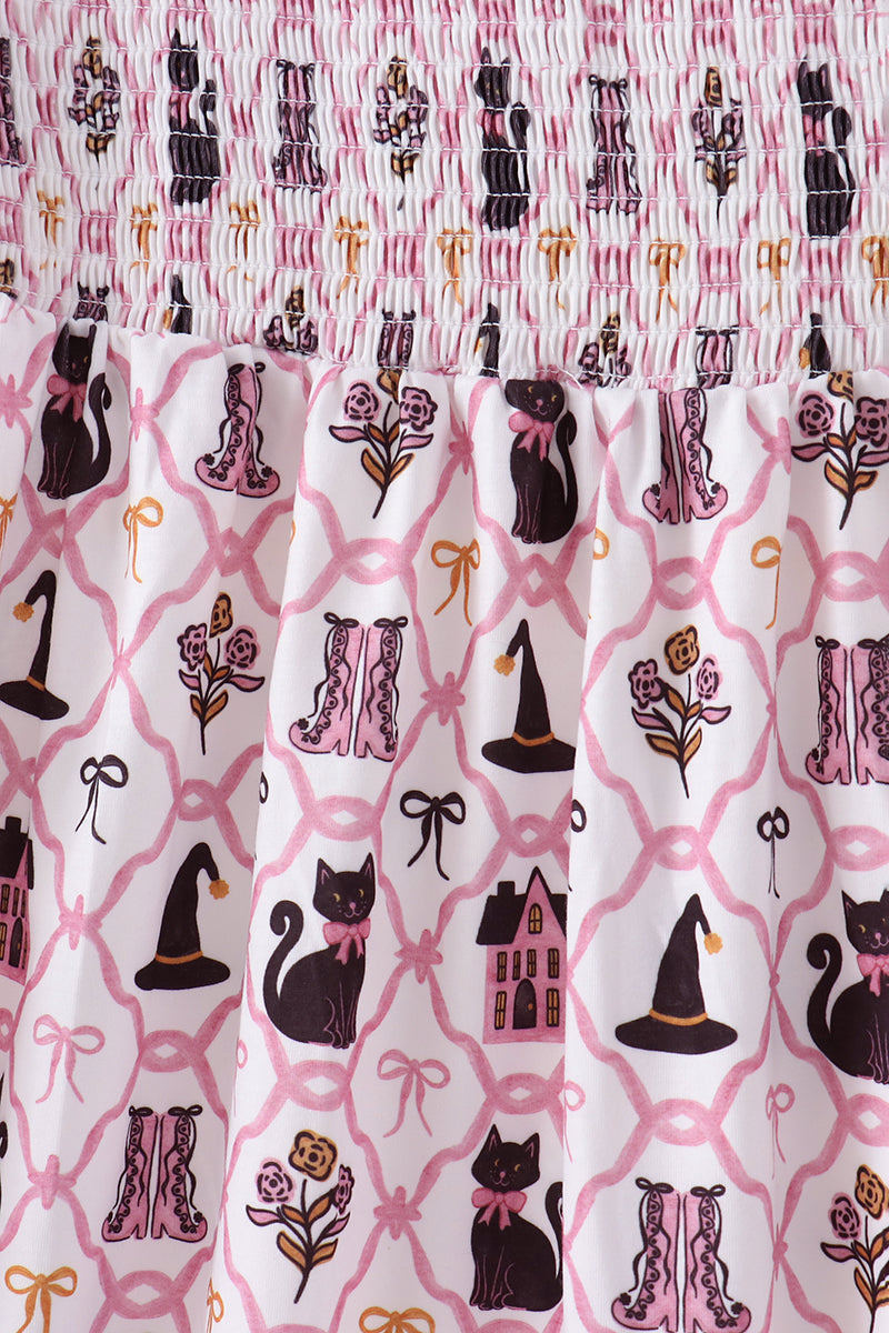 Pink Cat Print Mom Dress