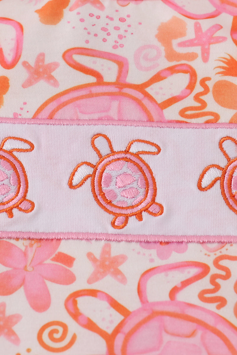 Pink floral ruffle shorts set