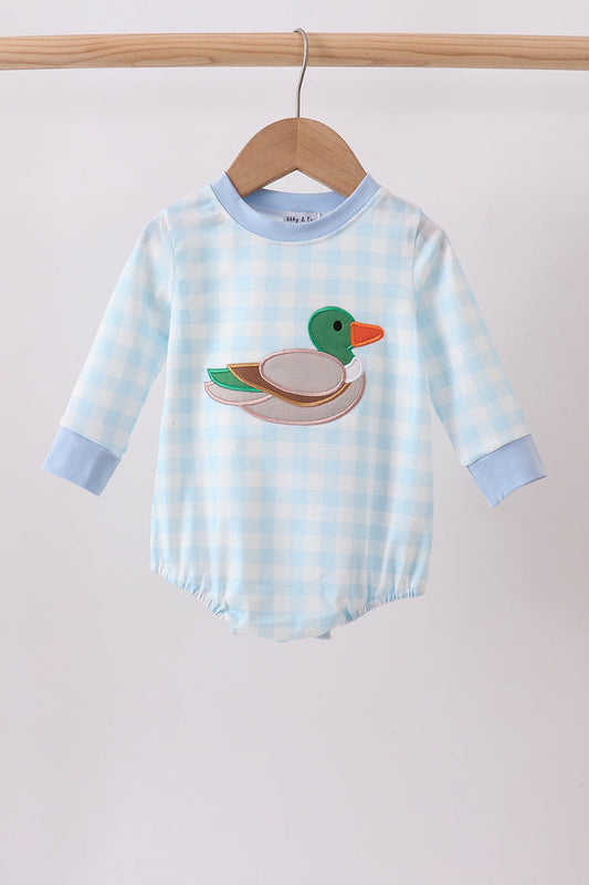 Blue Mallard Applique Gingham Bubble