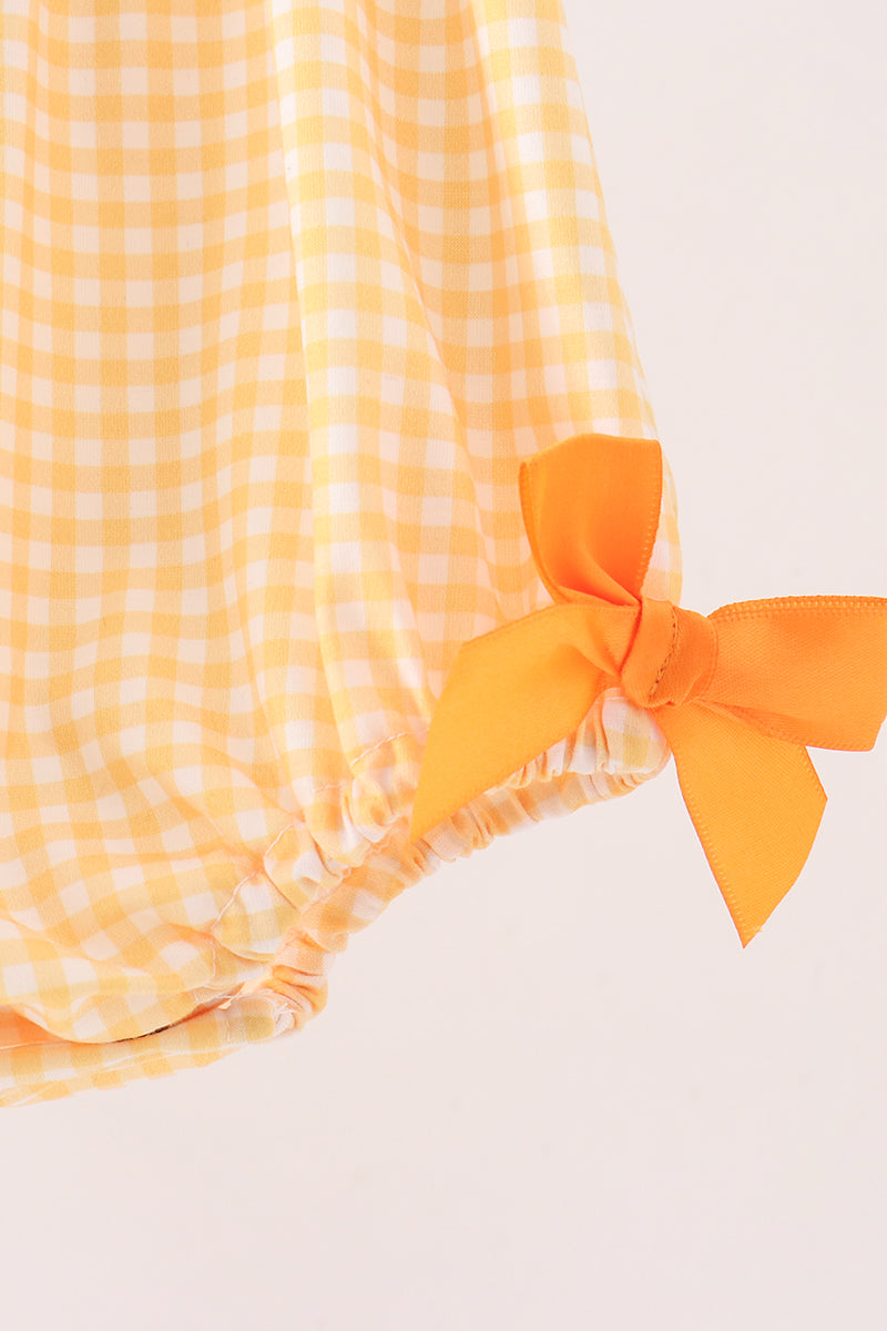 Mustard Candy Embroidery Gingham Bubble