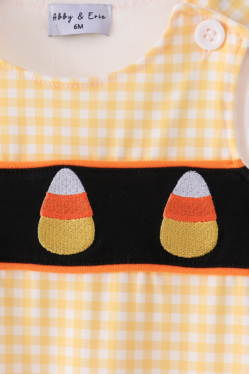 Mustard Candy Embroidery Gingham Jon Jon