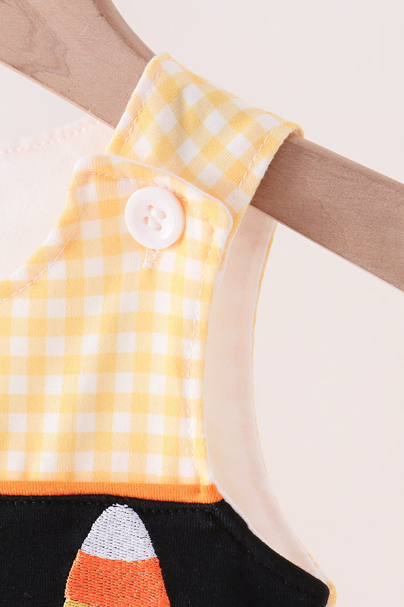 Mustard Candy Embroidery Gingham Jon Jon